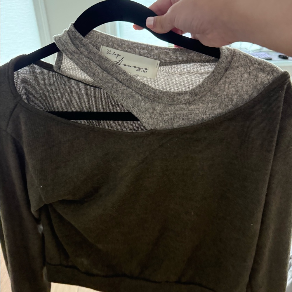 Vintage Havana Olive Green Asymmetrical Sweater